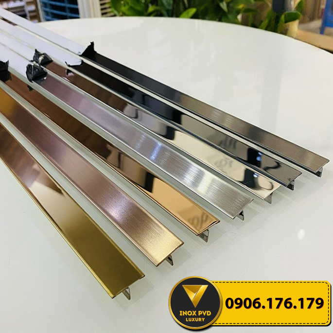 Nẹp inox chữ T Hải Phòng che khe nối vật liệu thẩm mỹ