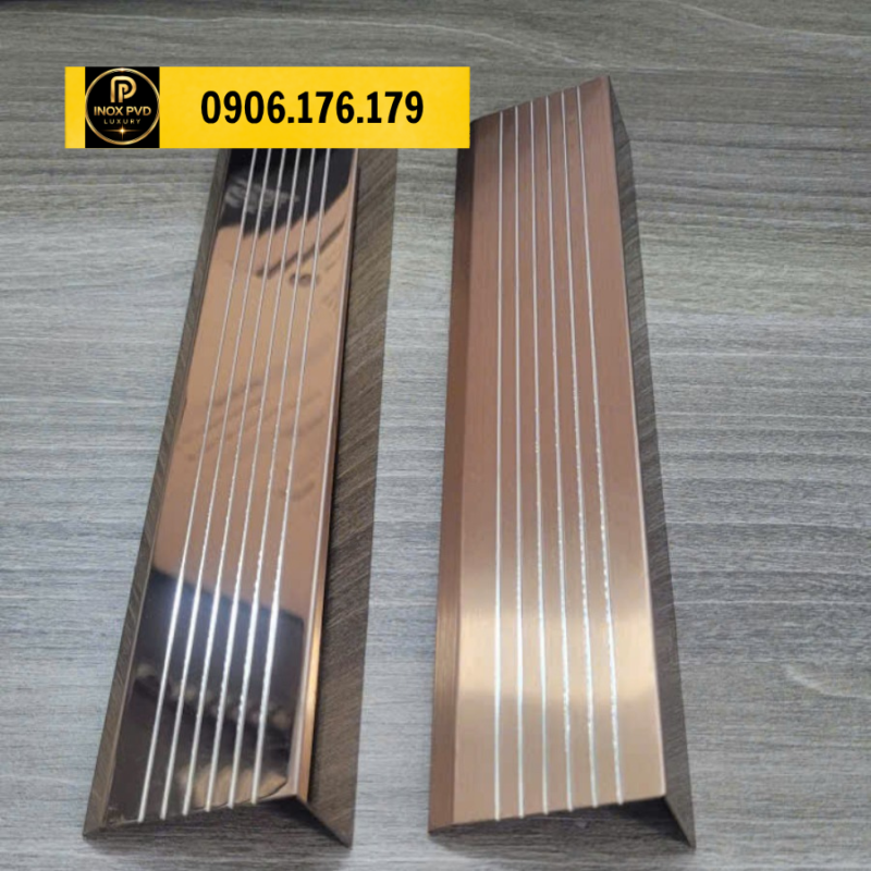 nẹp inox chống trơn cầu thang bảo vệ mép bậc hà nội hải phòng quảng ninh