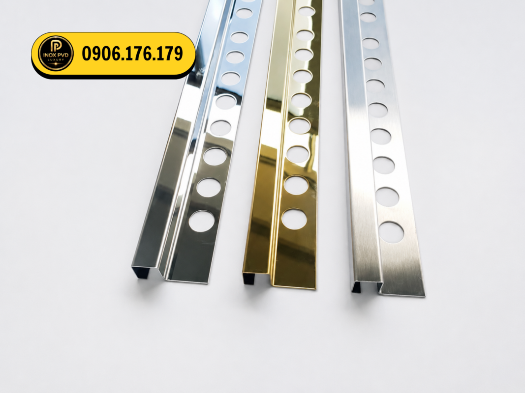 Nẹp bo góc vuông Hà Nội bằng nhôm Anode cao cấp bảo vệ góc gạch 90 độ, bền đẹp và chống va đập hiệu quả.