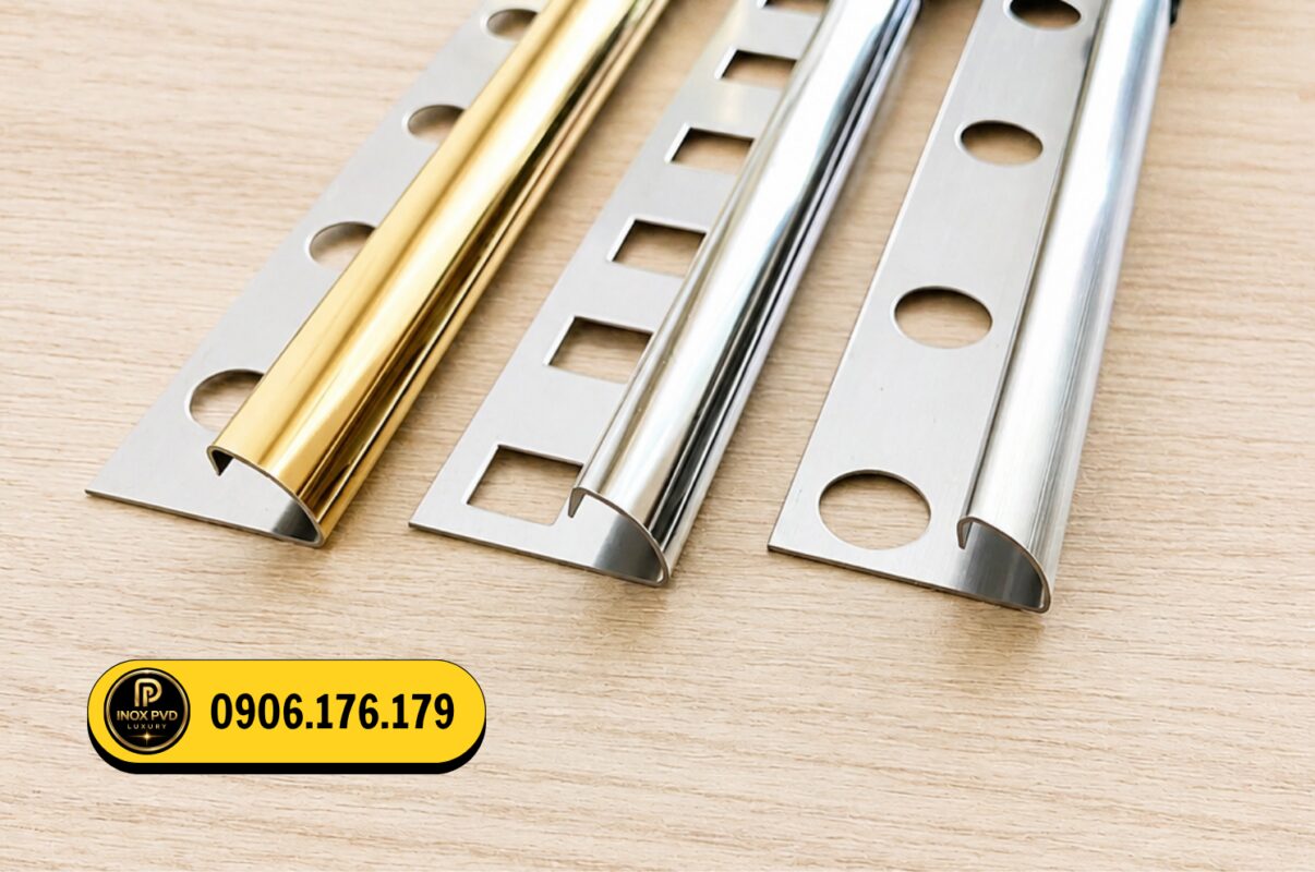 Nẹp inox góc trònNam Định dùng trang trí và bo góc nội thất