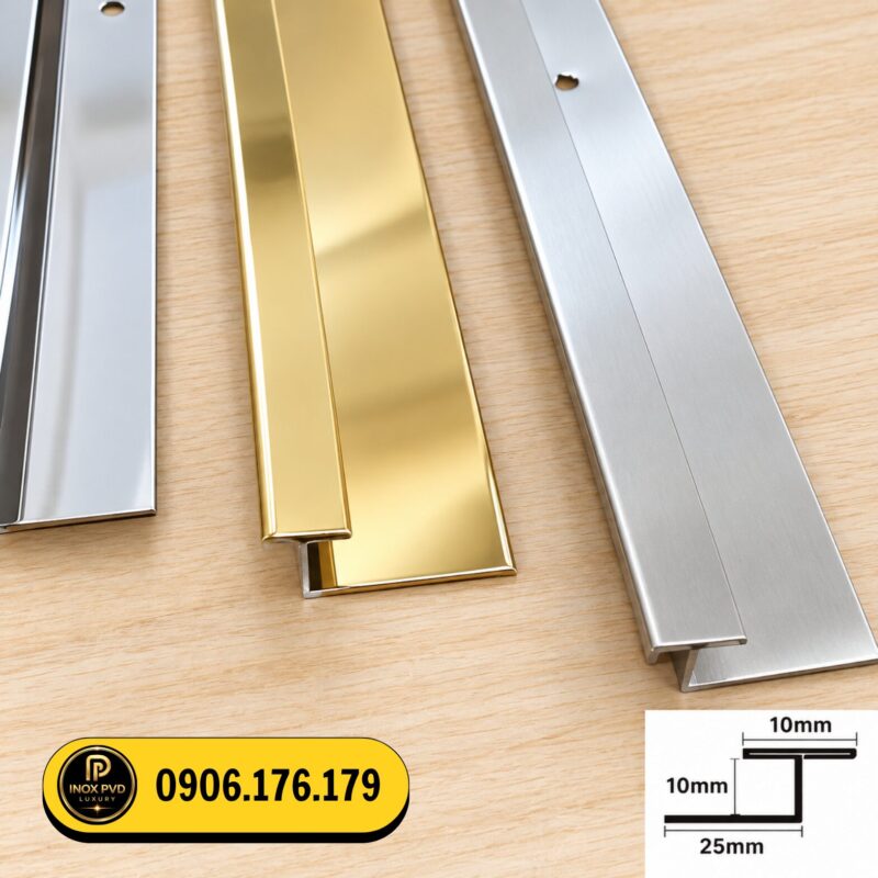 Nẹp H inox tại Hạ Long – Quảng Ninh dùng nối gạch, che khe và bảo vệ mép vật liệu, tạo đường hoàn thiện gọn đẹp.